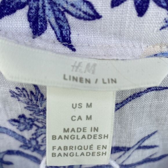 H&M Sz M 100% Linen Floral Wrap Top - Picture 7 of 8